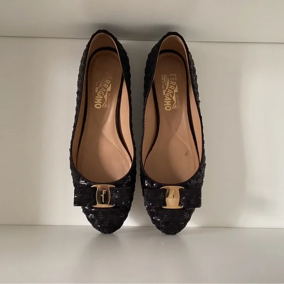 Salvatore Ferragamo ‘Varina’ Sequin Flats, Size 8 - Picture 2 of 11